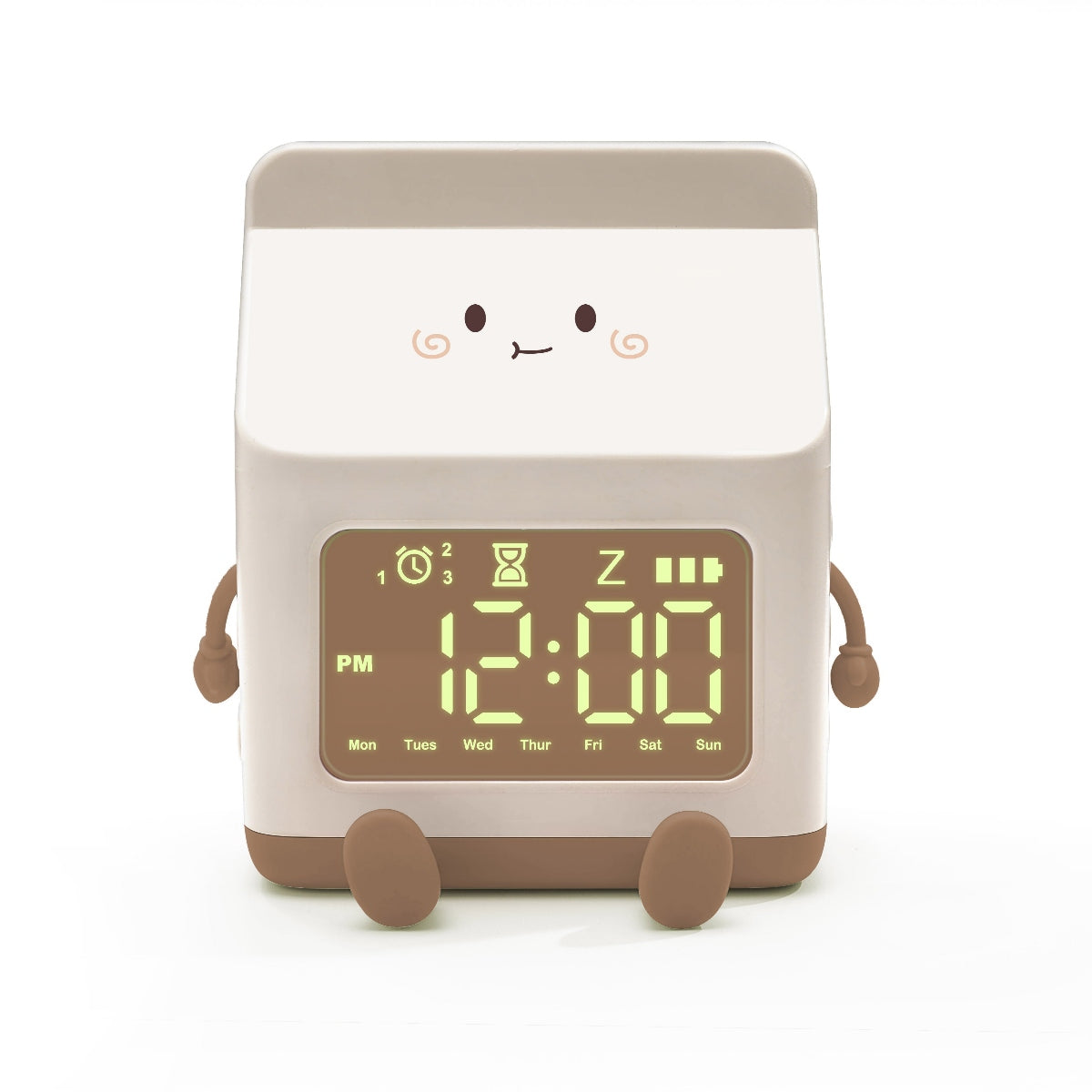 Milk Box Digital Alarm Clock (Usb-C Rechargeable) - Brown