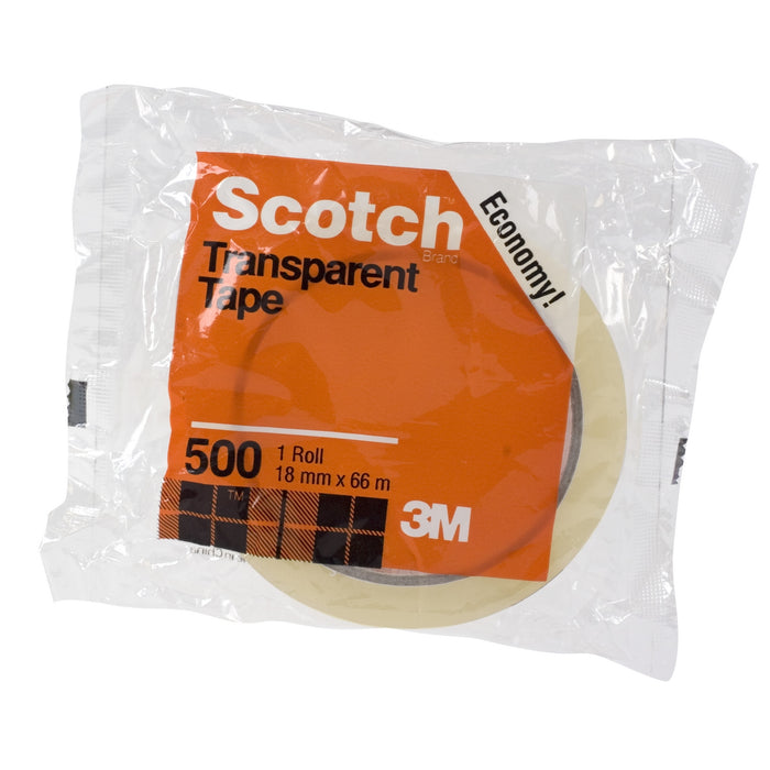 Scotch® 500 Utility Transparent Tape, 18mm X 66m
