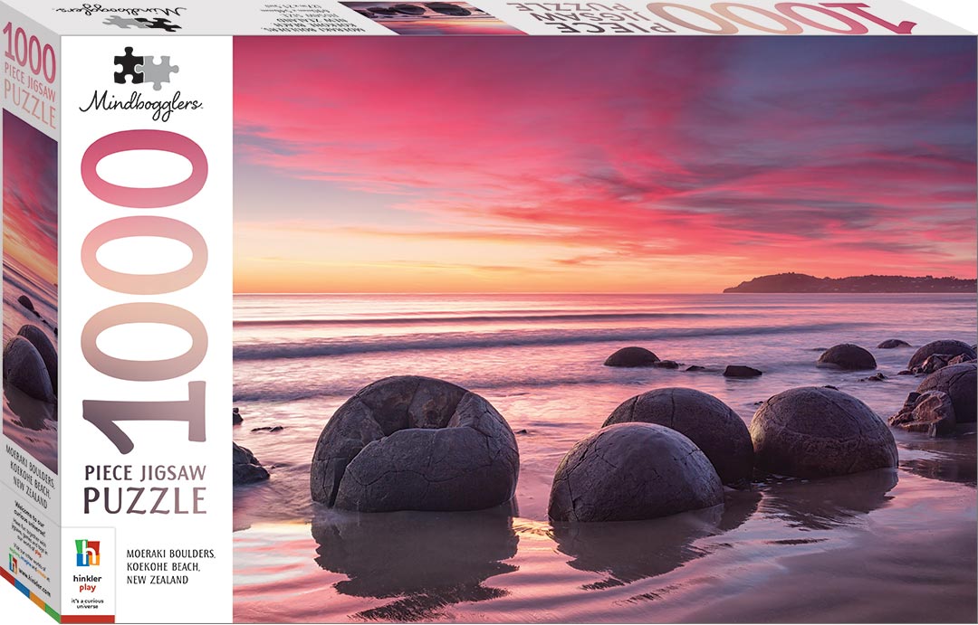 HINKLER MINDBOGGLERS 1000 PIECE JIGSAW PUZZLE MOERAKI BOULDERS, KOEKOHE BEACH, NEW ZEALAND
