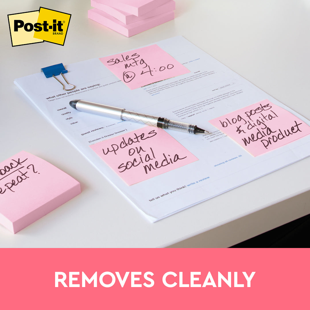Post-it® 654-1mp Millennial Pink Notes 3x3", 100sheets