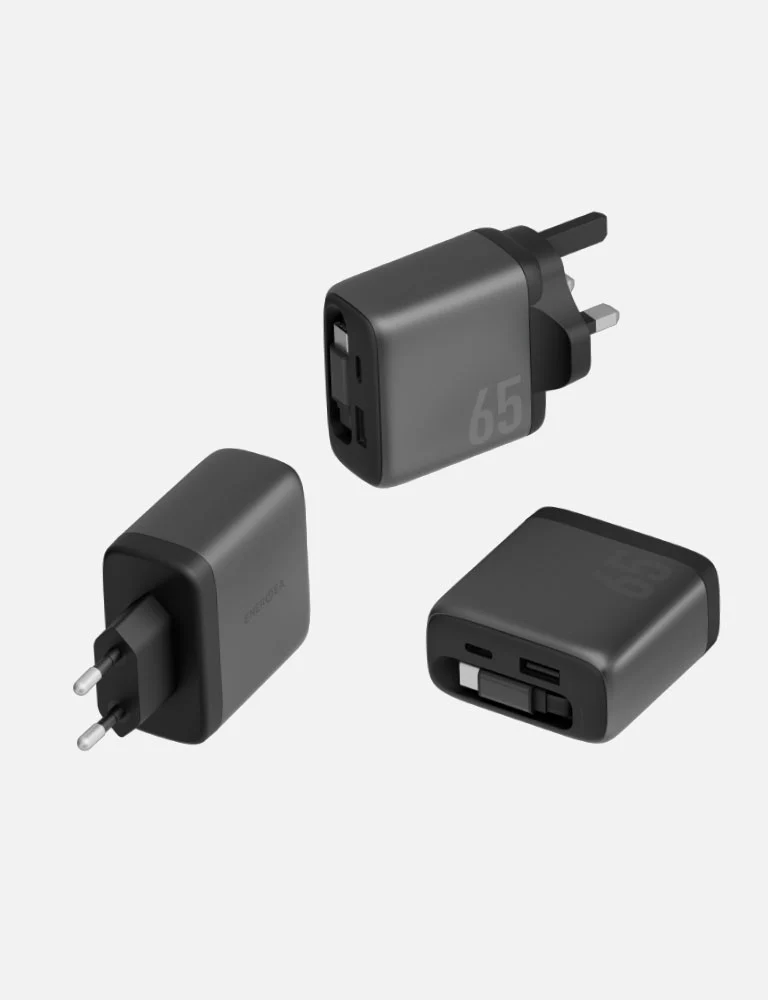 Energea AmpCharge Arc 65 1C1A GaN Wall Charger with Retractable Cable