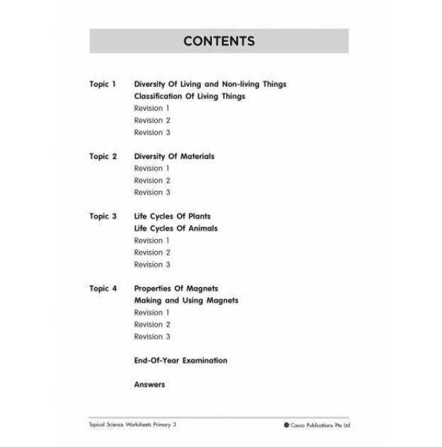 Science Topical Worksheets Primary 3