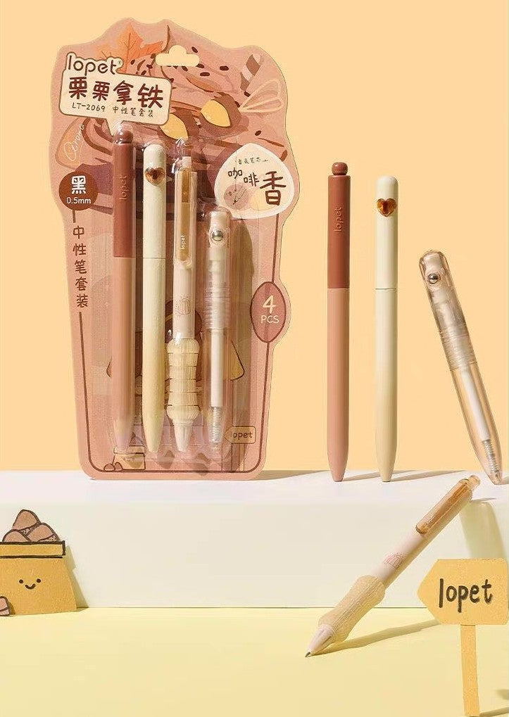 4Pcs 0.5mm Black Ink Writing Set – Coffee