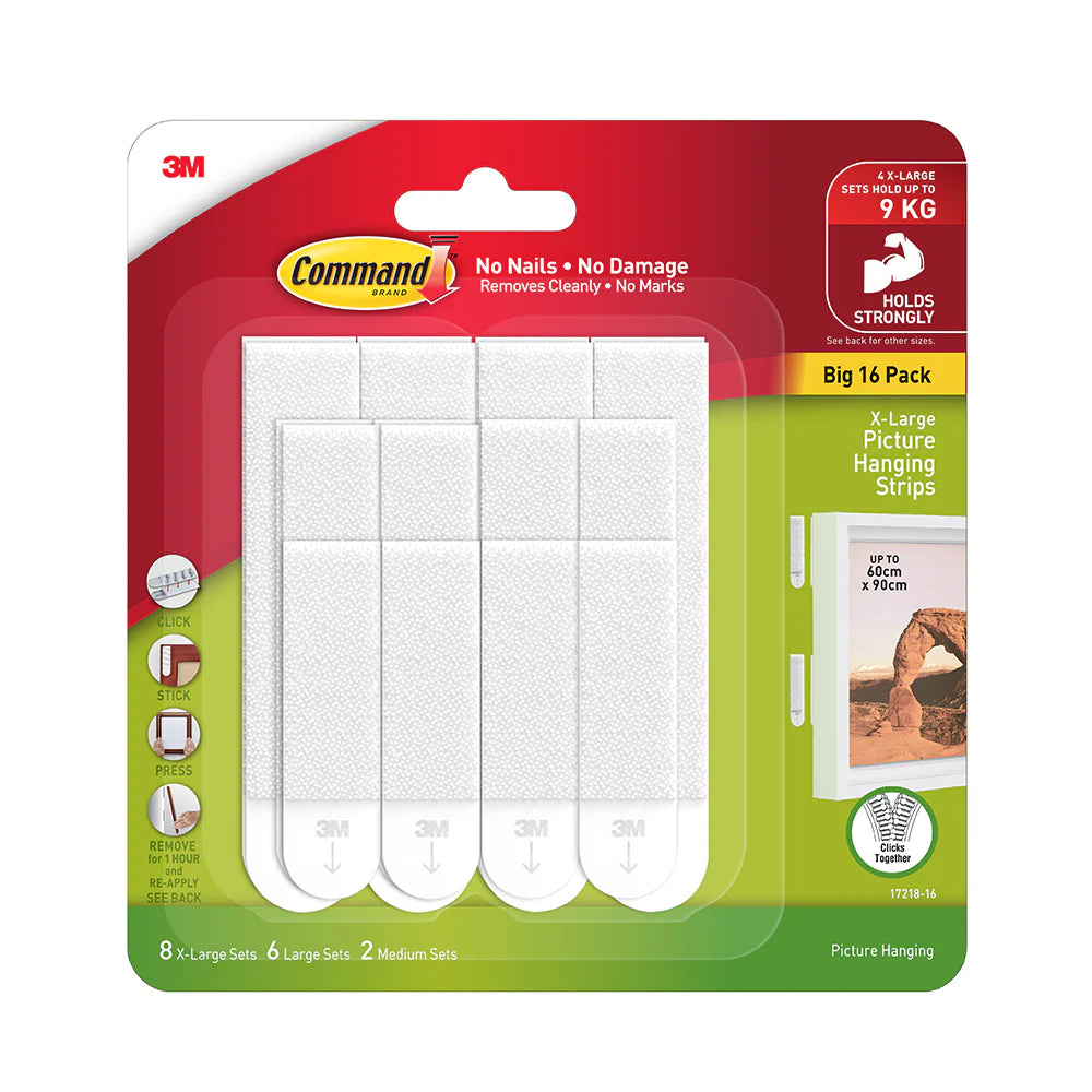 Command™ 17218-16ES White Picture Hanging Strips Mixed Value Pack
