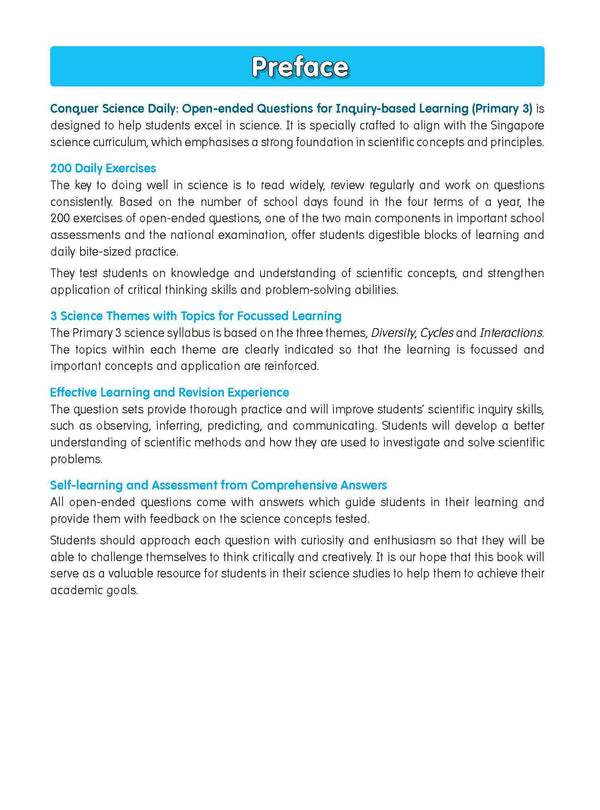 Conquer Science Daily Open-ended Questions for Inquiry-based Learning Primary 3