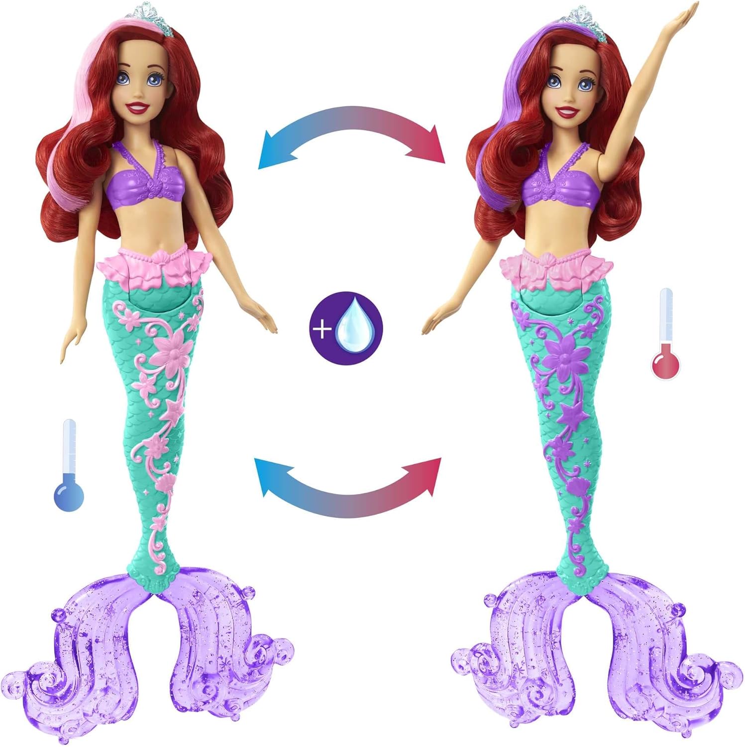 MATTEL DISNEY PRINCESS ARIEL CHANGES COLOR DOLL MERMAID PRINCESS