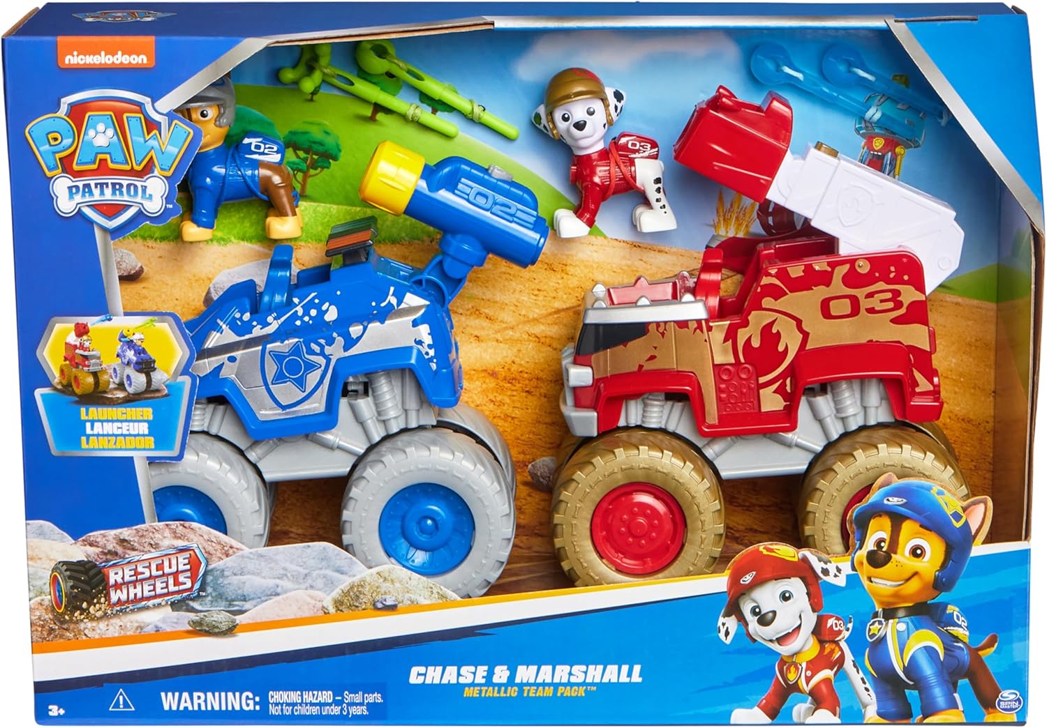 PAW PATROL RESCUE WHEELS CHASE N MARSHALL METALLIC TEAM PACK