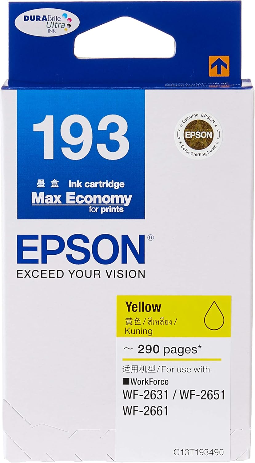 Epson T193 DuraBrite Ultra Ink, Yellow