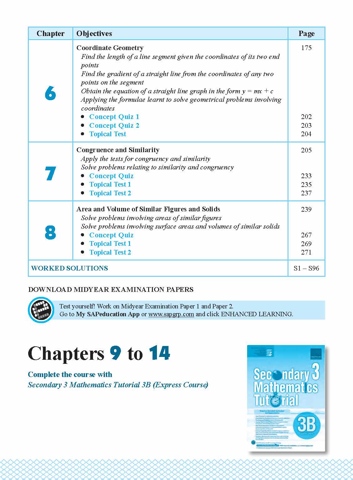 Secondary 3 Mathematics Tutorial 3A [Express Course] - 3rd Edition