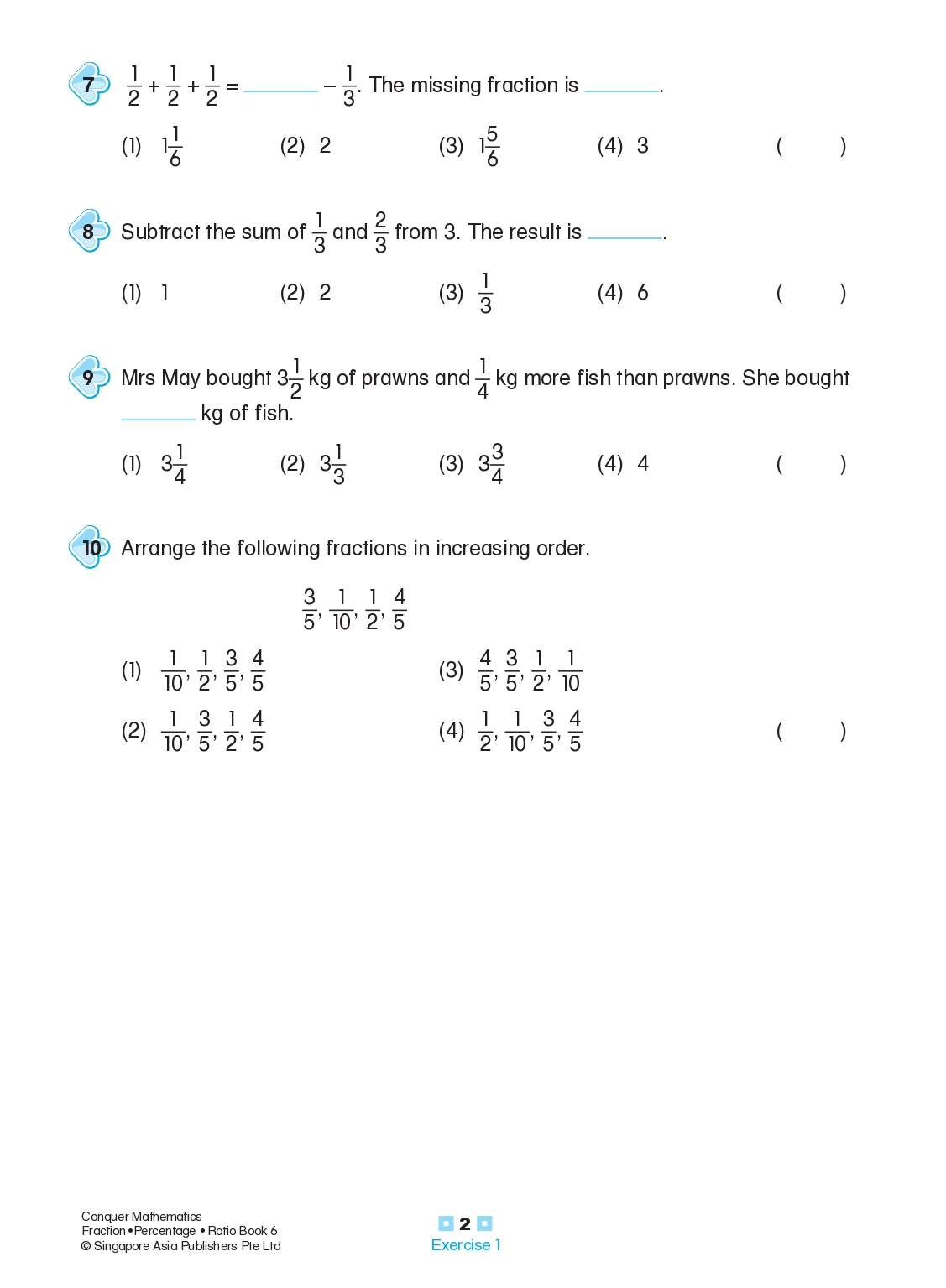 Conquer Mathematics Fractions . Percentage . Ratio Workbook 6