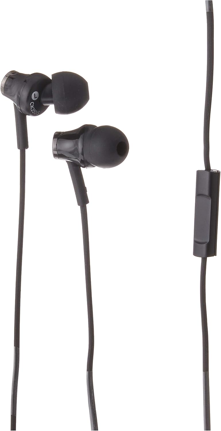 Audio-Technica ATH-CK350iS In-Ear Earphone with Remote and Mic, Black