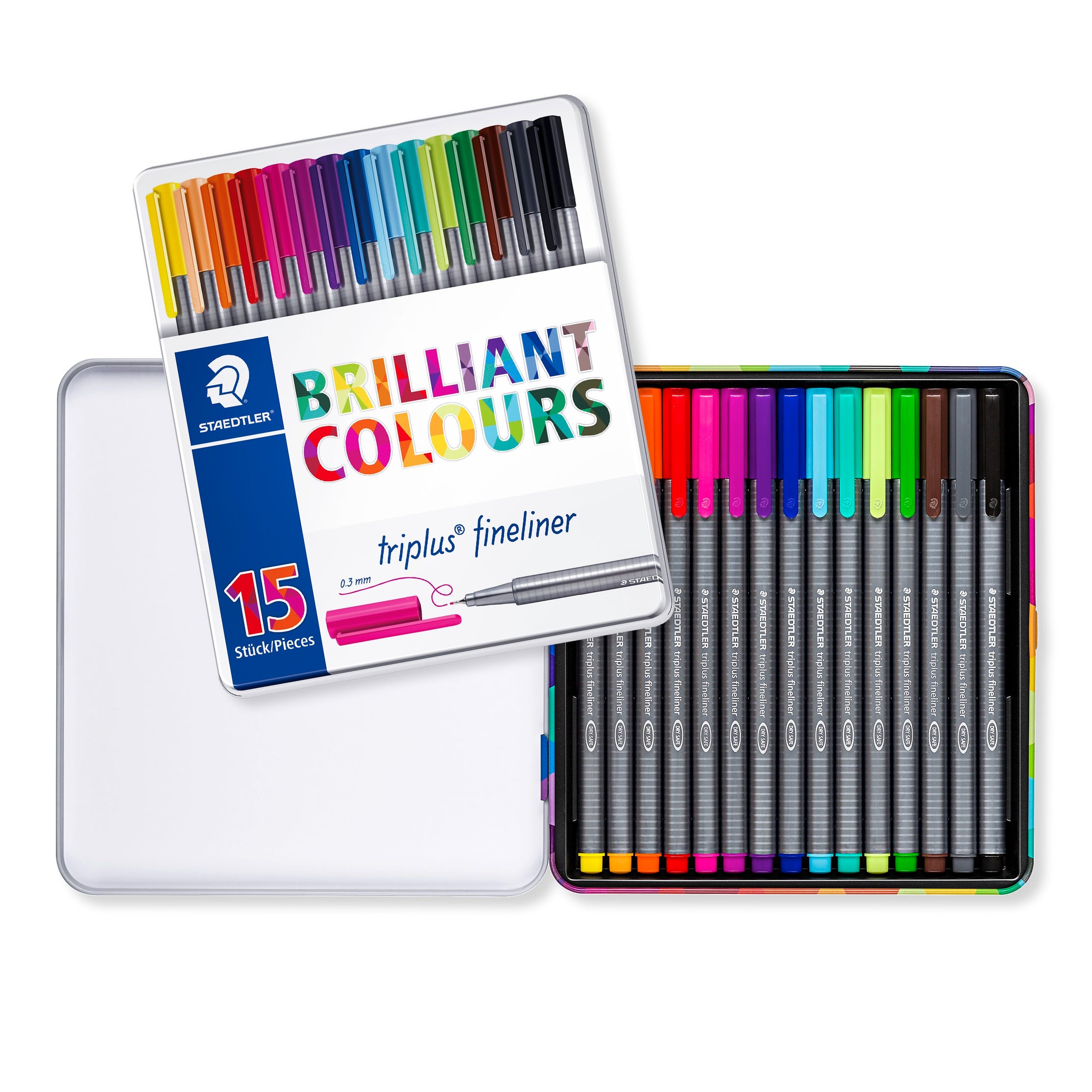 STAEDTLER FINELINER TRIPLUS 15PCS METAL.BOX