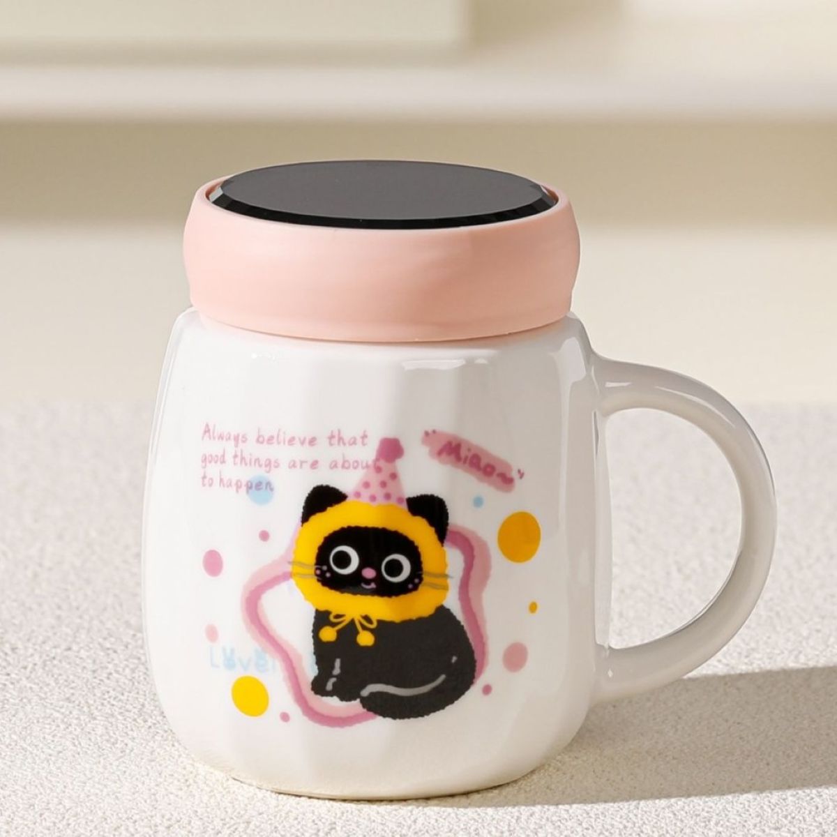  CERAMIC MUG CAT W LID SP24372