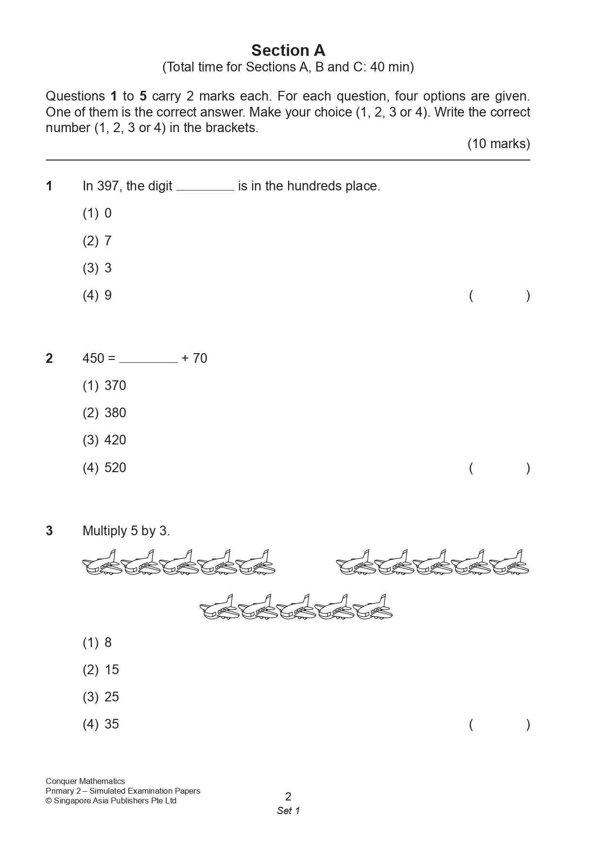 Conquer Mathematics Primary 2 Simulated Examination Papers