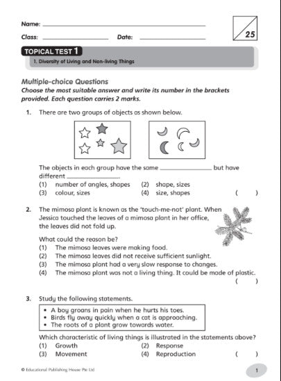 Primary 3 Science Tests – Popular Book Company Pte Ltd
