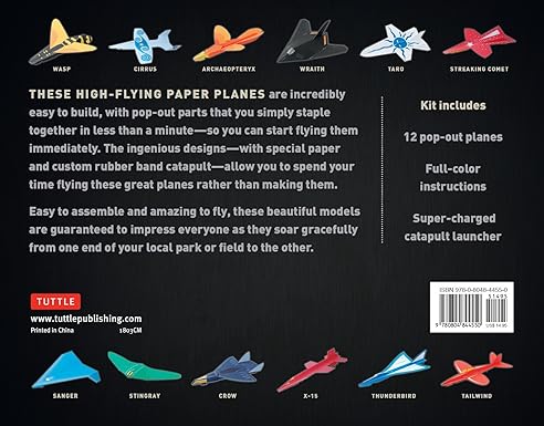 One Minute Paper Airplanes Kit: 12 Pop-Out Planes, Easily Assembled in Under a Minute: Paper Airplane Book with Paper, 12 Projects & Plane Launcher
