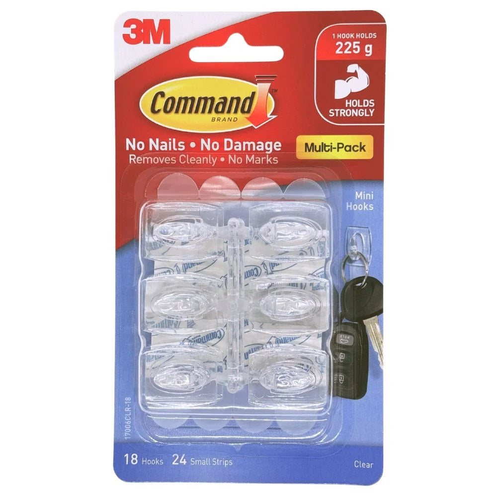 Command™ 17006CLR-VP Clear Mini Hooks with Clear Strips Value Pack