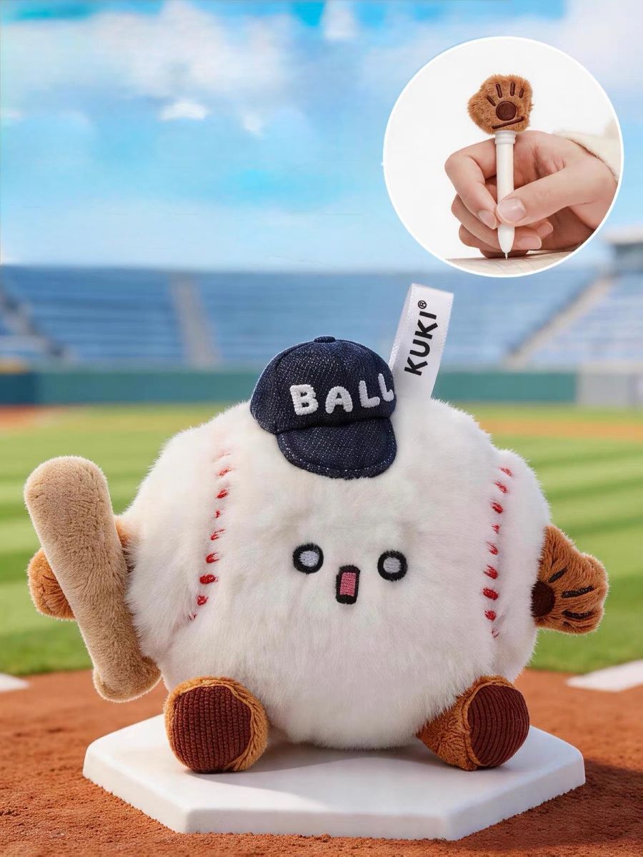Plush Gel Pen Charm 0.5Mm Black - Baseball