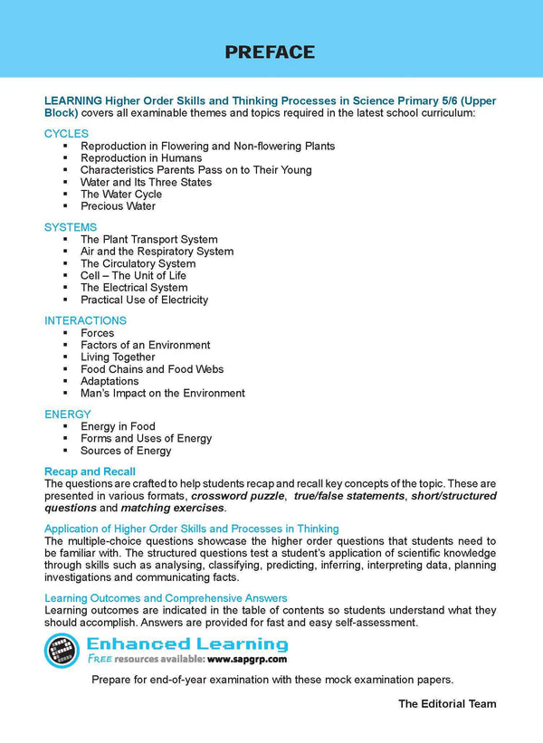 Primary 5/6 Learning Higher Order Skills and Thinking Processes in Science Upper Block 5/6 -2nd Edition