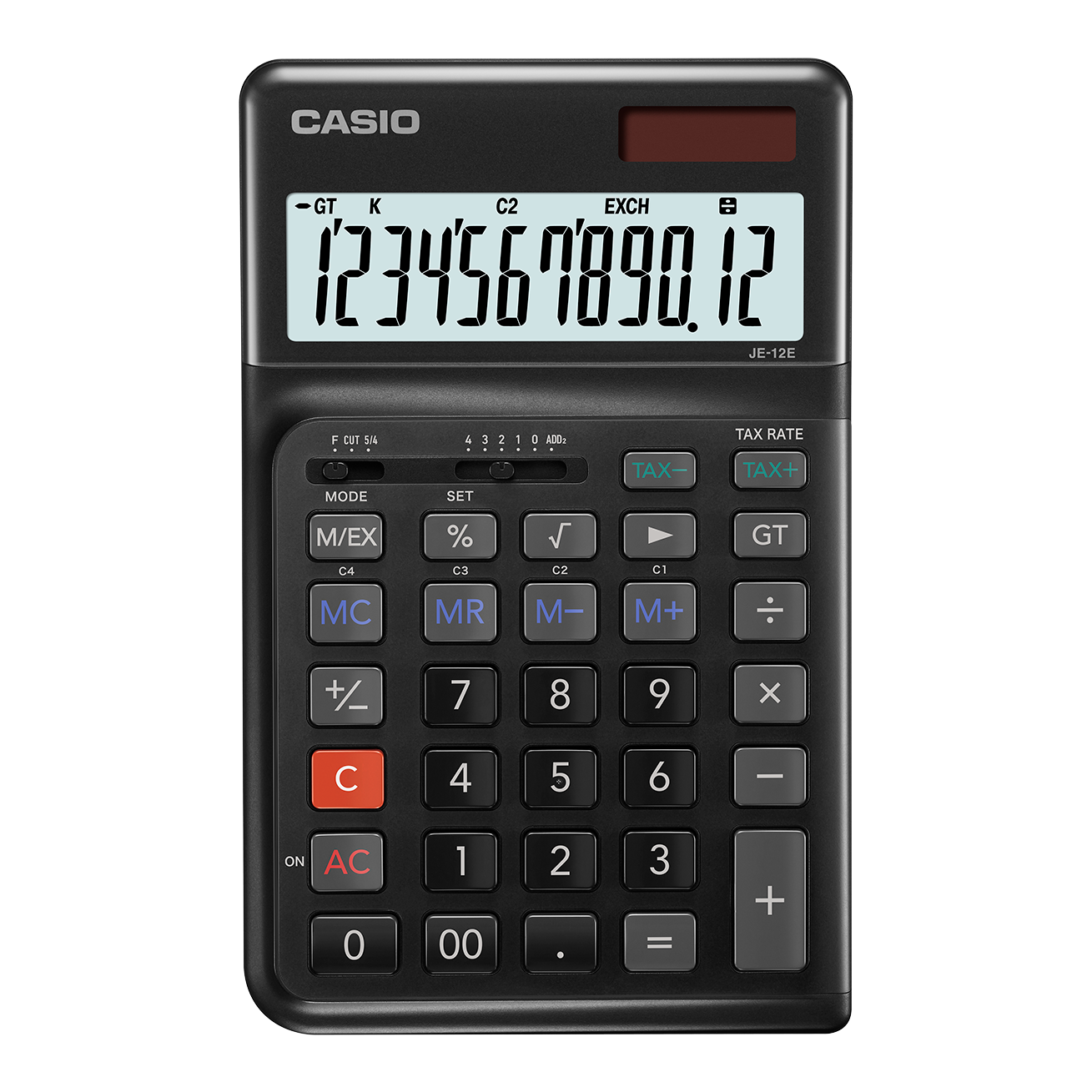 Casio Ergonomic Compact Calculator BK JE-12E-BK Black