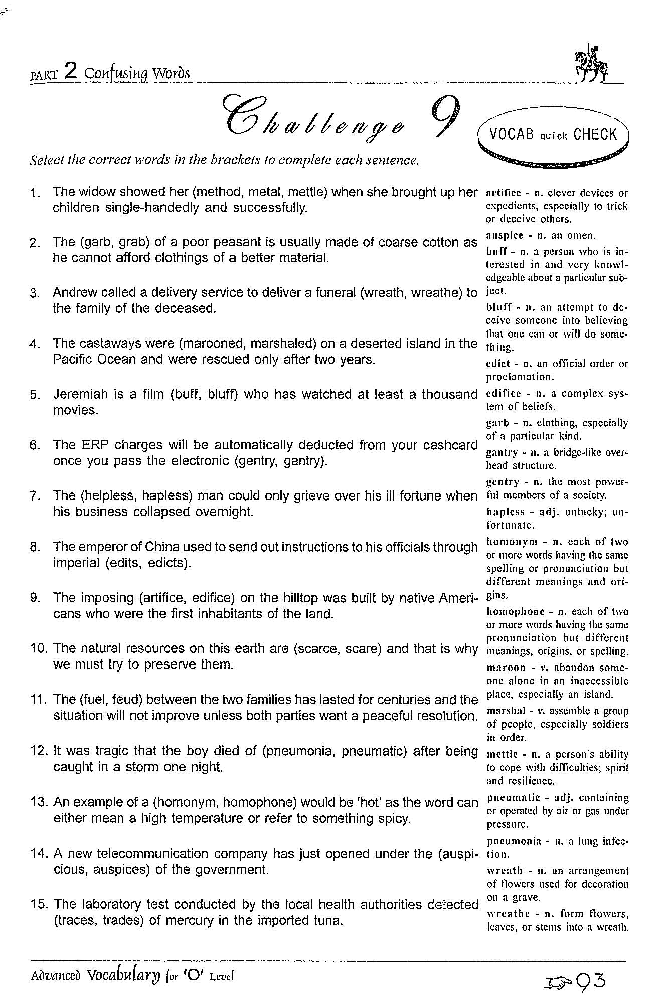 O-Level Advanced Vocabulary