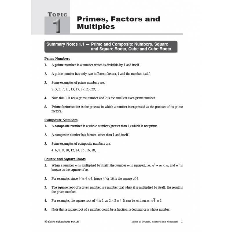 Secondary 1 Mathematics Topical Guide - Revised Edition