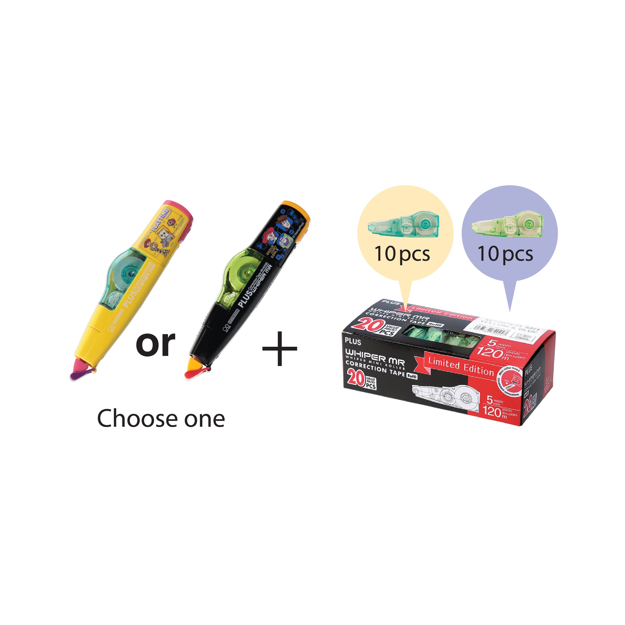 PLUS Toy Story MR Correction Tape Bundle Set Black