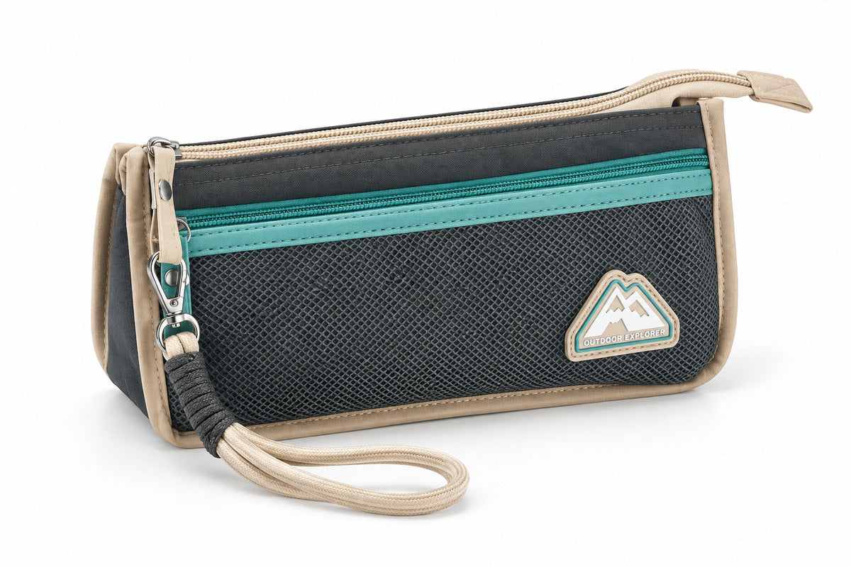  Large Capacity Pencil Bag with Wrist Strap – 4 Assorted Colour 