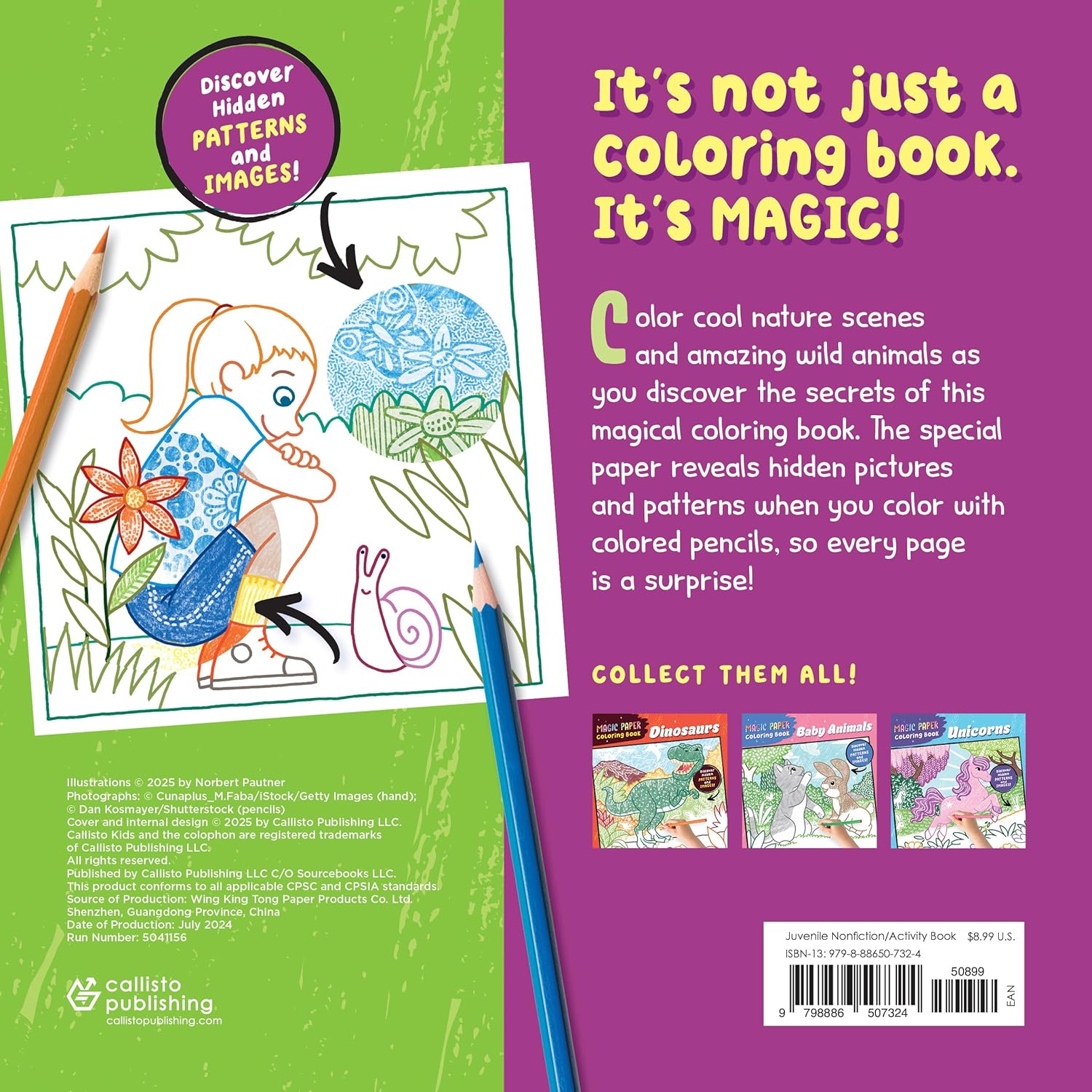 Magic Paper Coloring Book: Nature: Discover Hidden Patterns And Images! (Paperback)