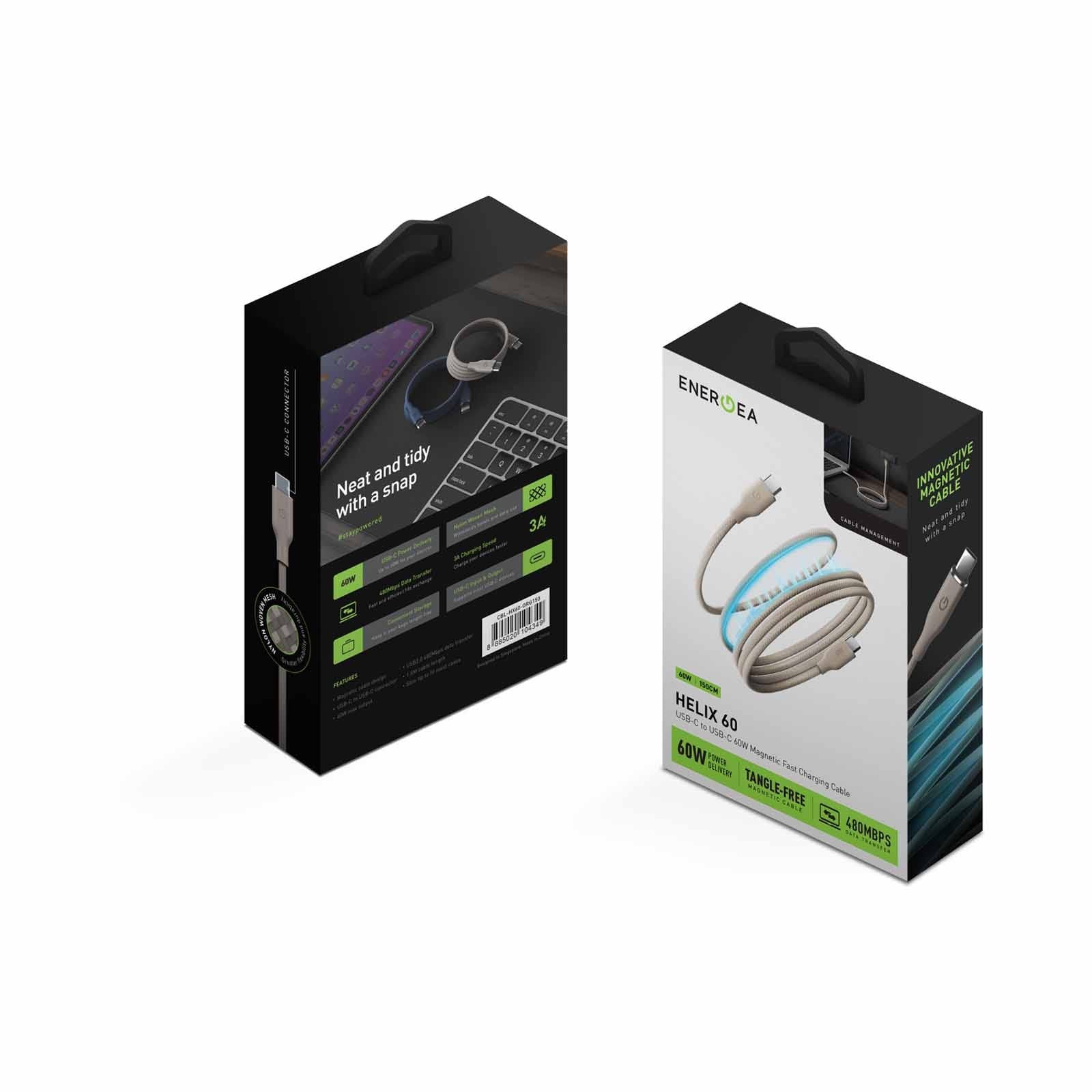 Energea HELIX 60 USB-C Magnetic Cable 60W 1.5m - Natural