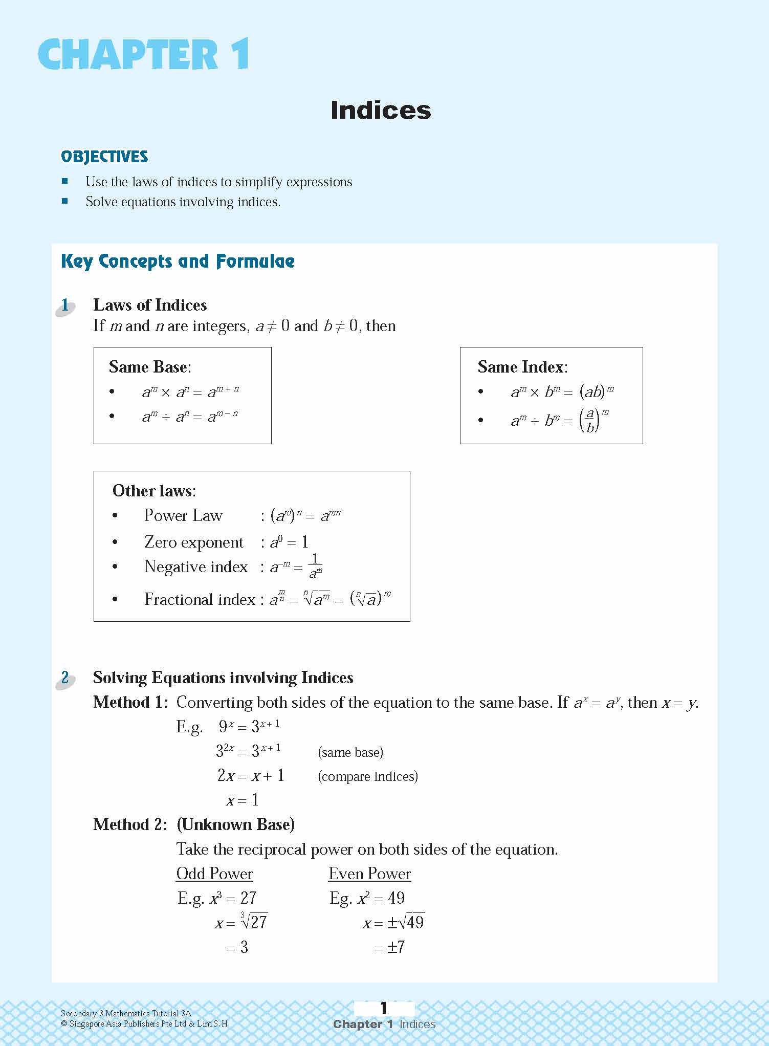 Secondary 3 Mathematics Tutorial 3A [Express Course] - 3rd Edition
