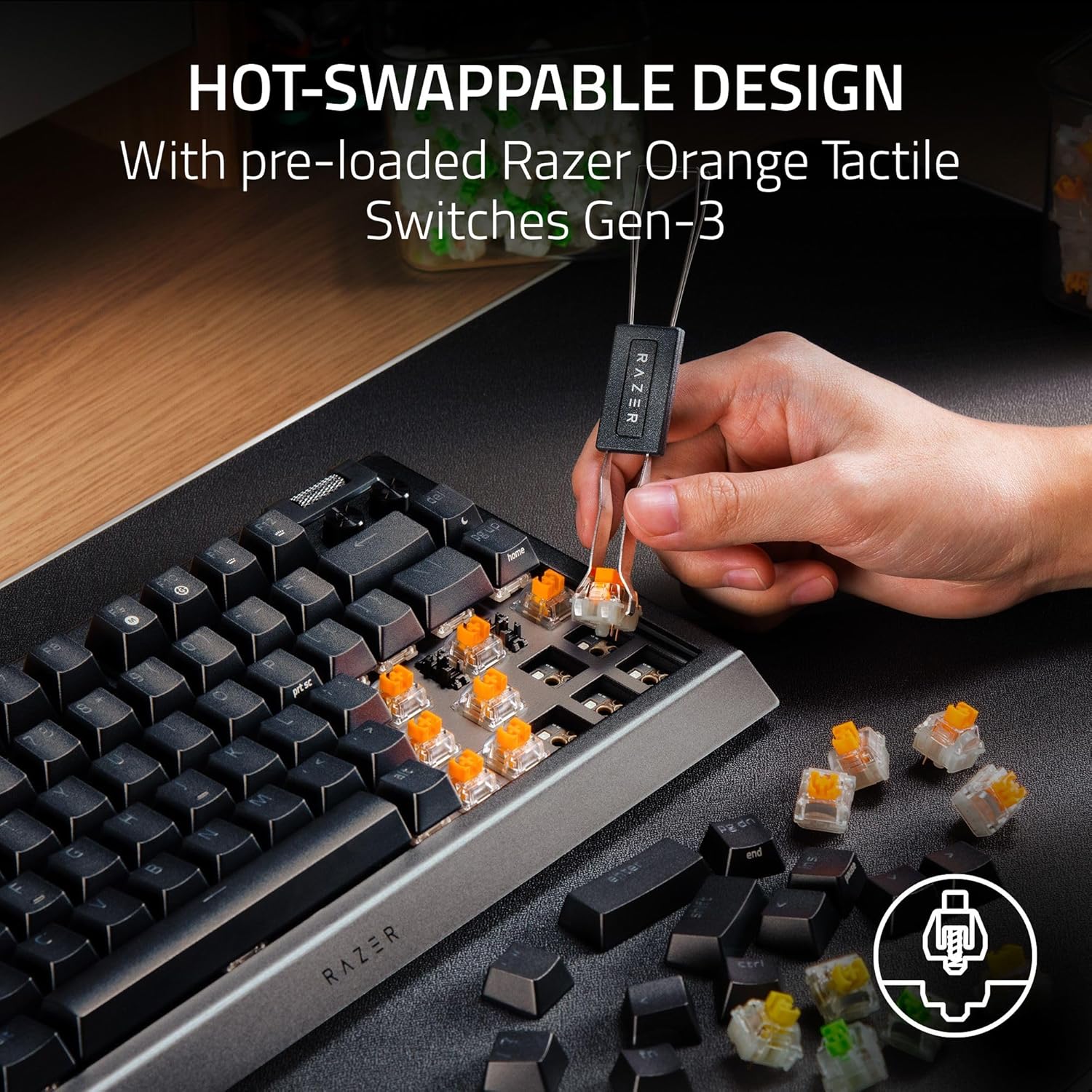 Razer BlackWidow V4 75% Hot-swappable Mechanical Gaming Keyboard (US Layout) - Black