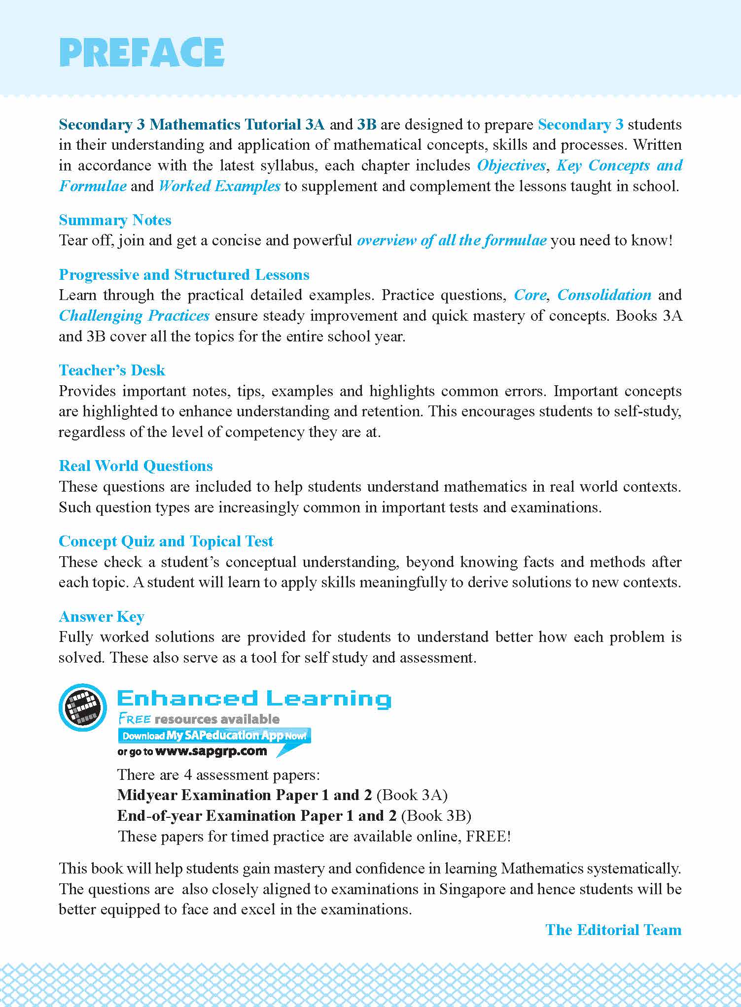 Secondary 3 Mathematics Tutorial 3A [Express Course] - 3rd Edition