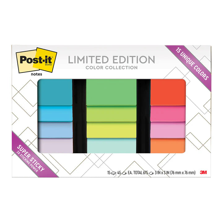 Post-it® 654-15SSHOL Super Sticky Notes Holiday Pack Collection, 15pads/pack