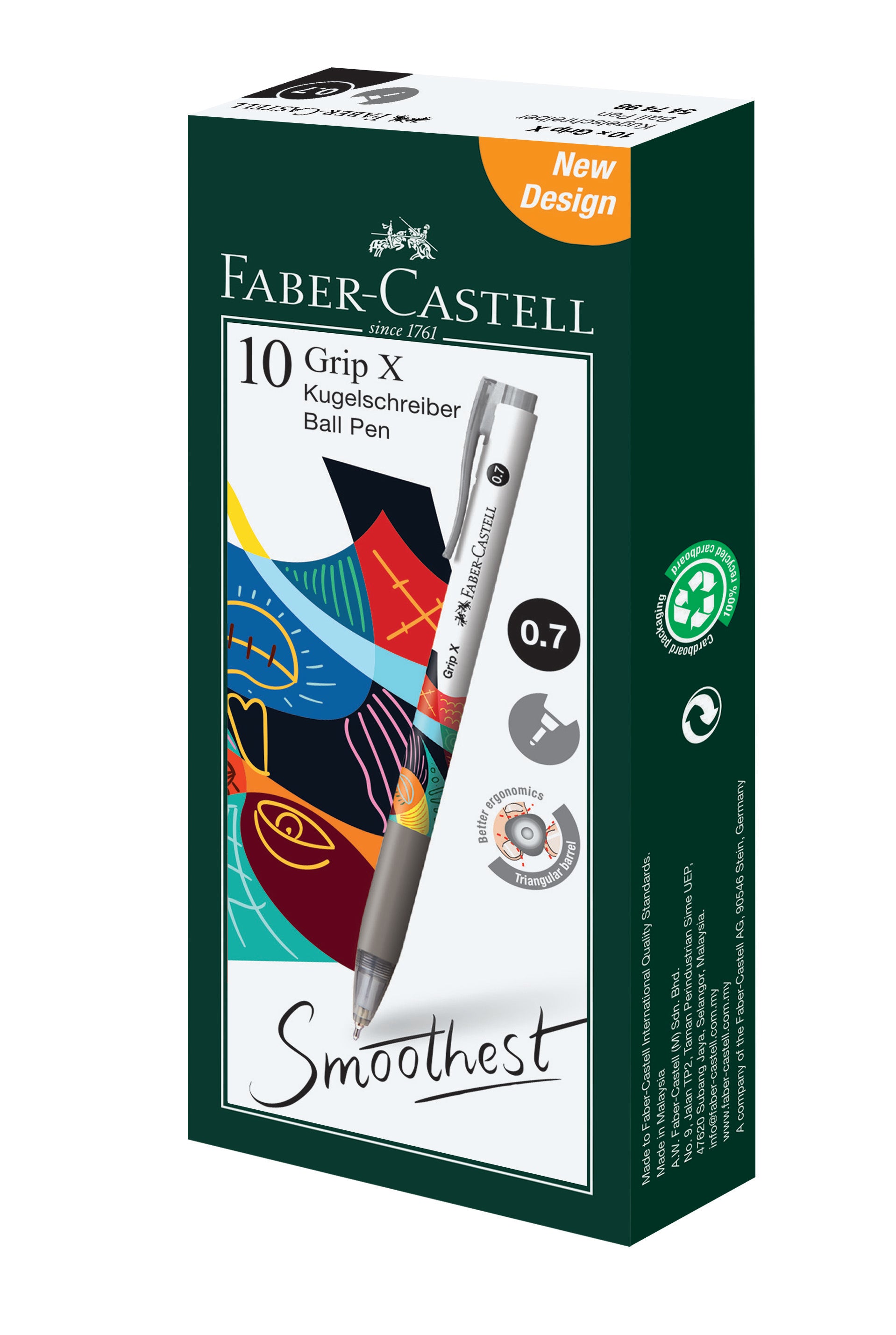Faber-Castell Grip X7 Ball Pen Foil 0.7mm, Black in Box-547498-10