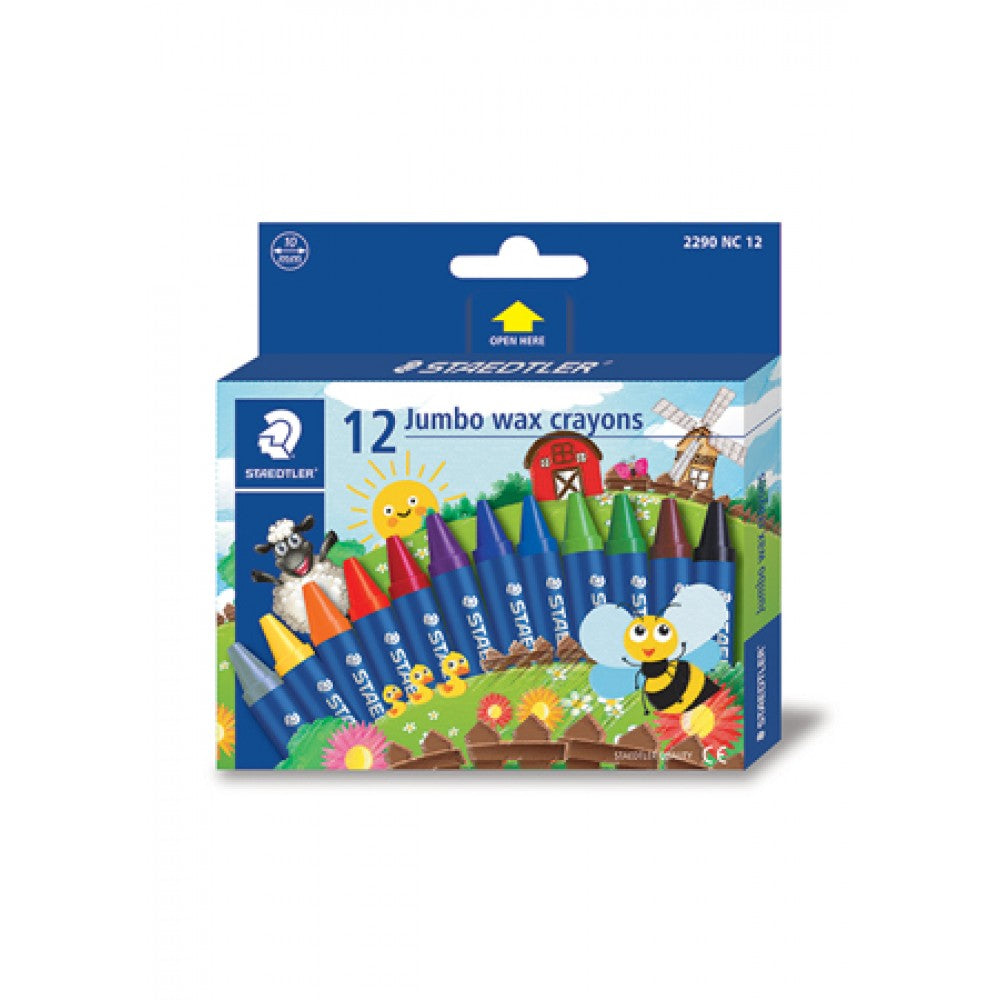 STAEDTLER JUMBO WAX CRAYONS - 12 COLOURS