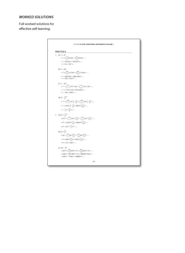 Key Guide O-Level Additional Mathematics Key Concepts, Worked Examples & Practice Volume 1