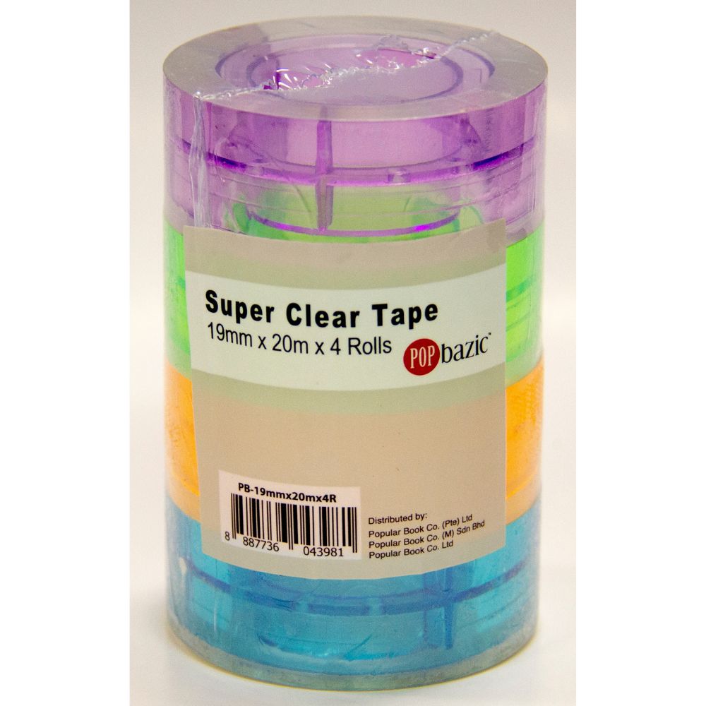 POP BAZIC Super Clear Tape 19MM X 20MM x 4 Rolls
