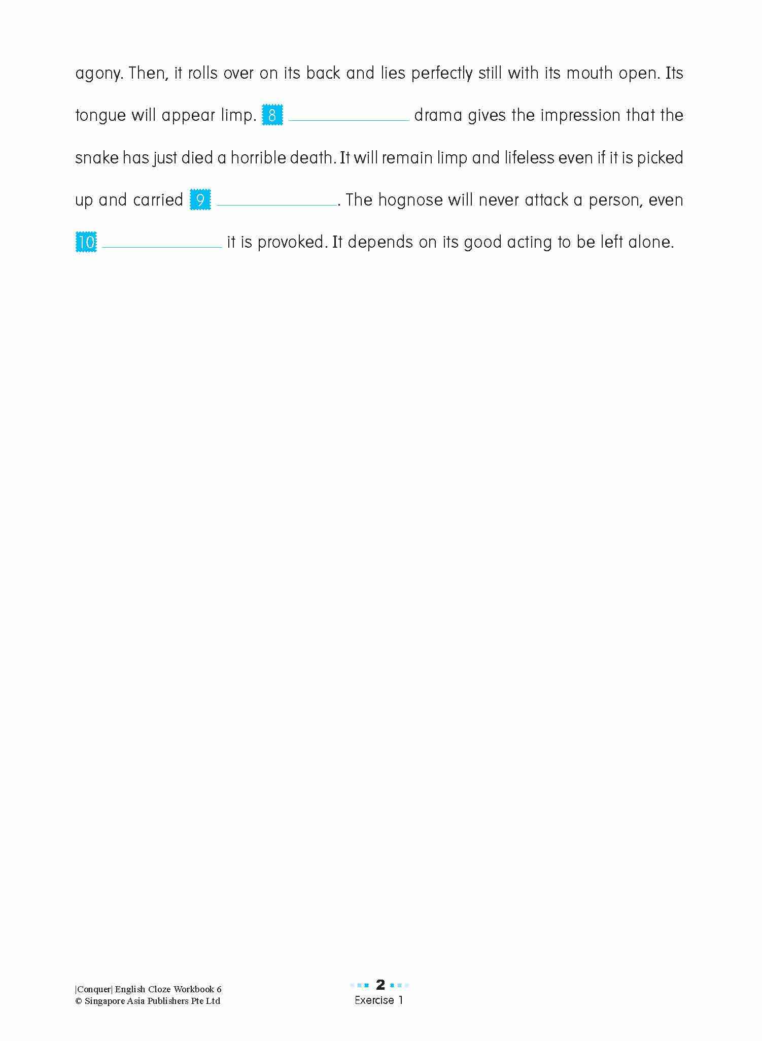 Primary 6 Conquer ENGLISH CLOZE Workbook 6-7th Edition