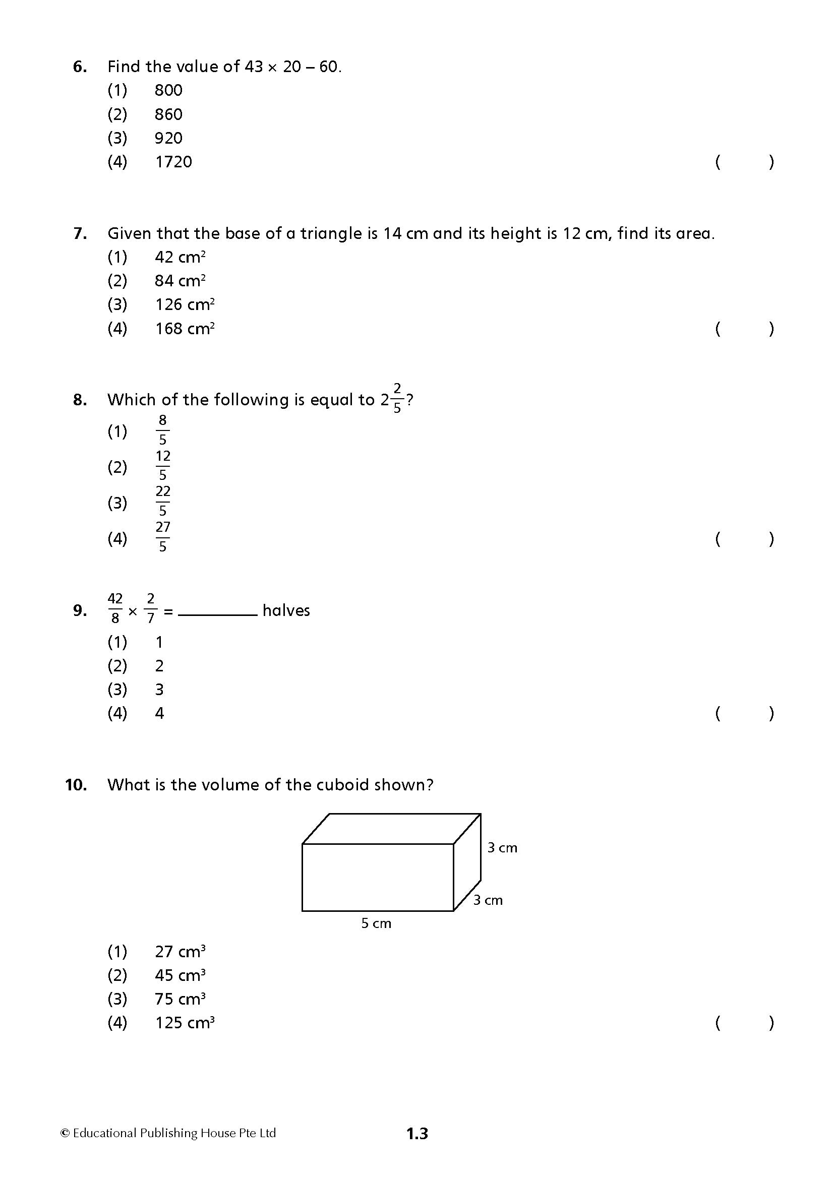 Primary 5 Maths Mid-Year Review Papers - 2nd Edition