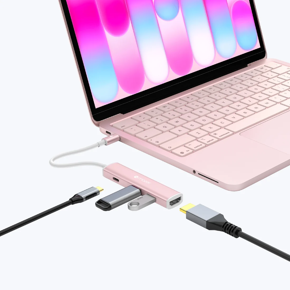 Mazer InfiniteLinkHub Slim Hub51 4-in-1 USB C Multimedia Mobile Hub Blush