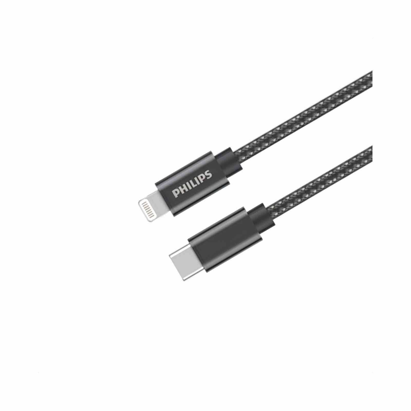 Philips DLC5030L USB-C to Lightning Cable 1M Black Braided 480 Mbps