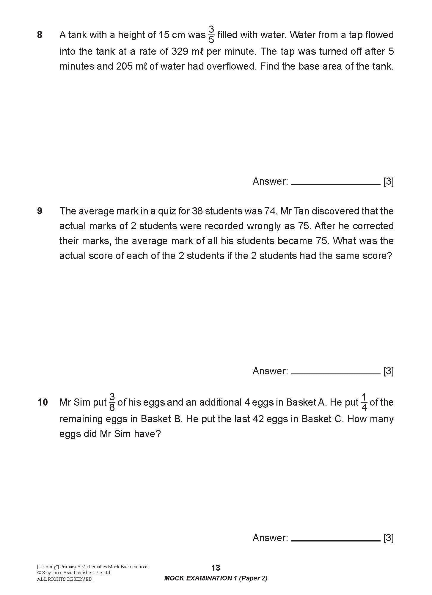 LEARNING+ Primary 6 Mathematics Mock Examinations