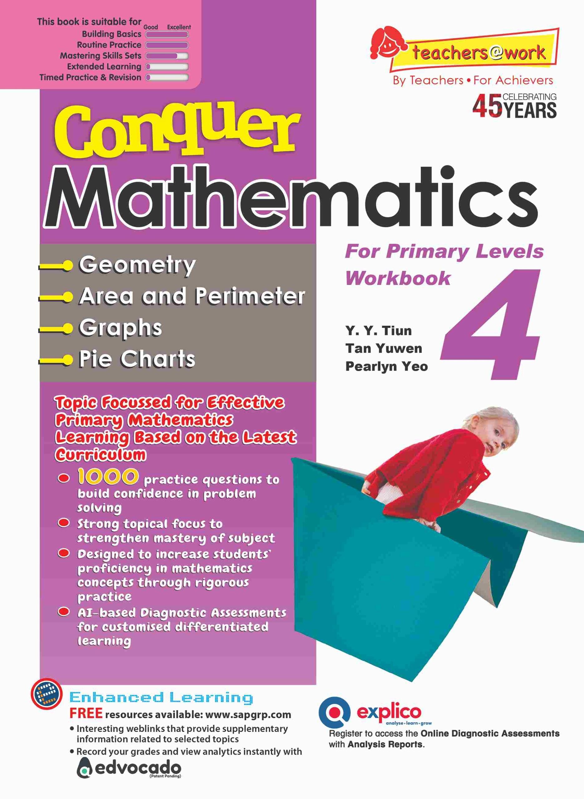 Conquer Mathematics Geometry . Area and Perimeter . Graphs . Pie Chart Workbook 4