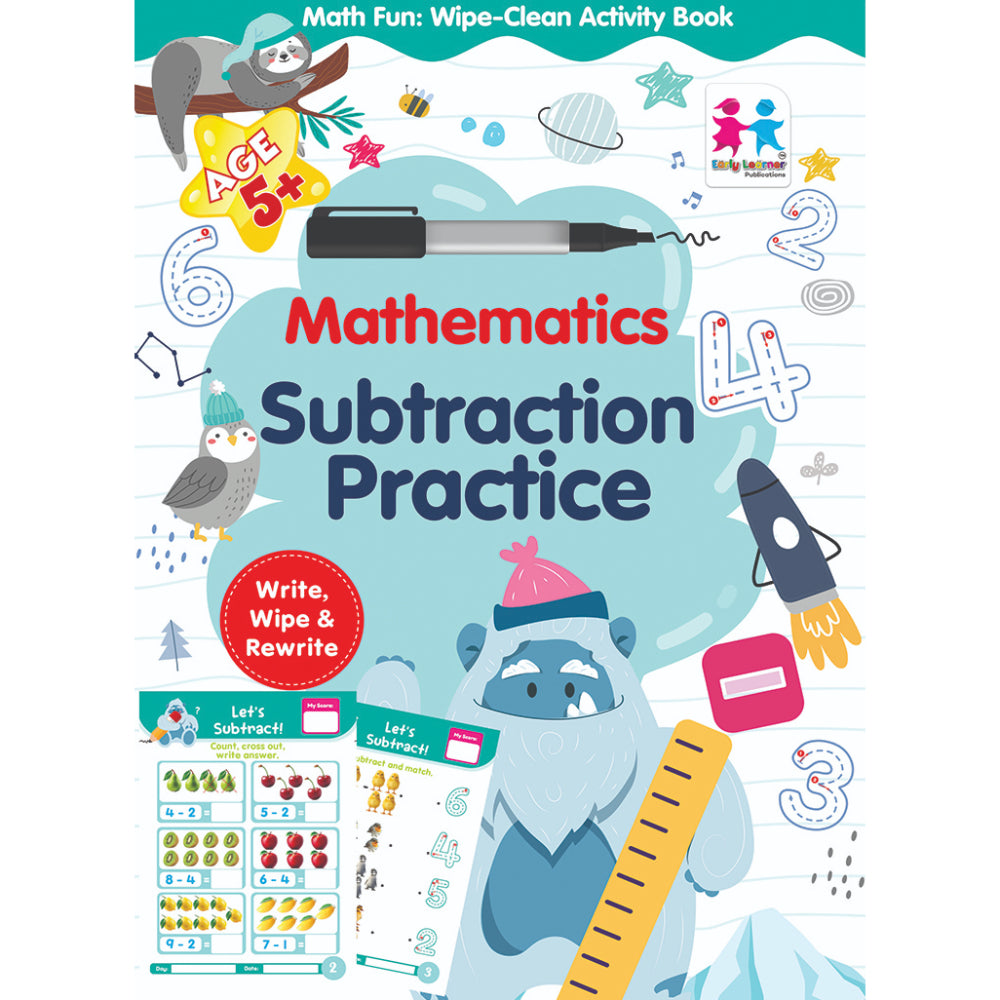 K1 Wipe Clean Activity Book Mathematics Subtraction Practice