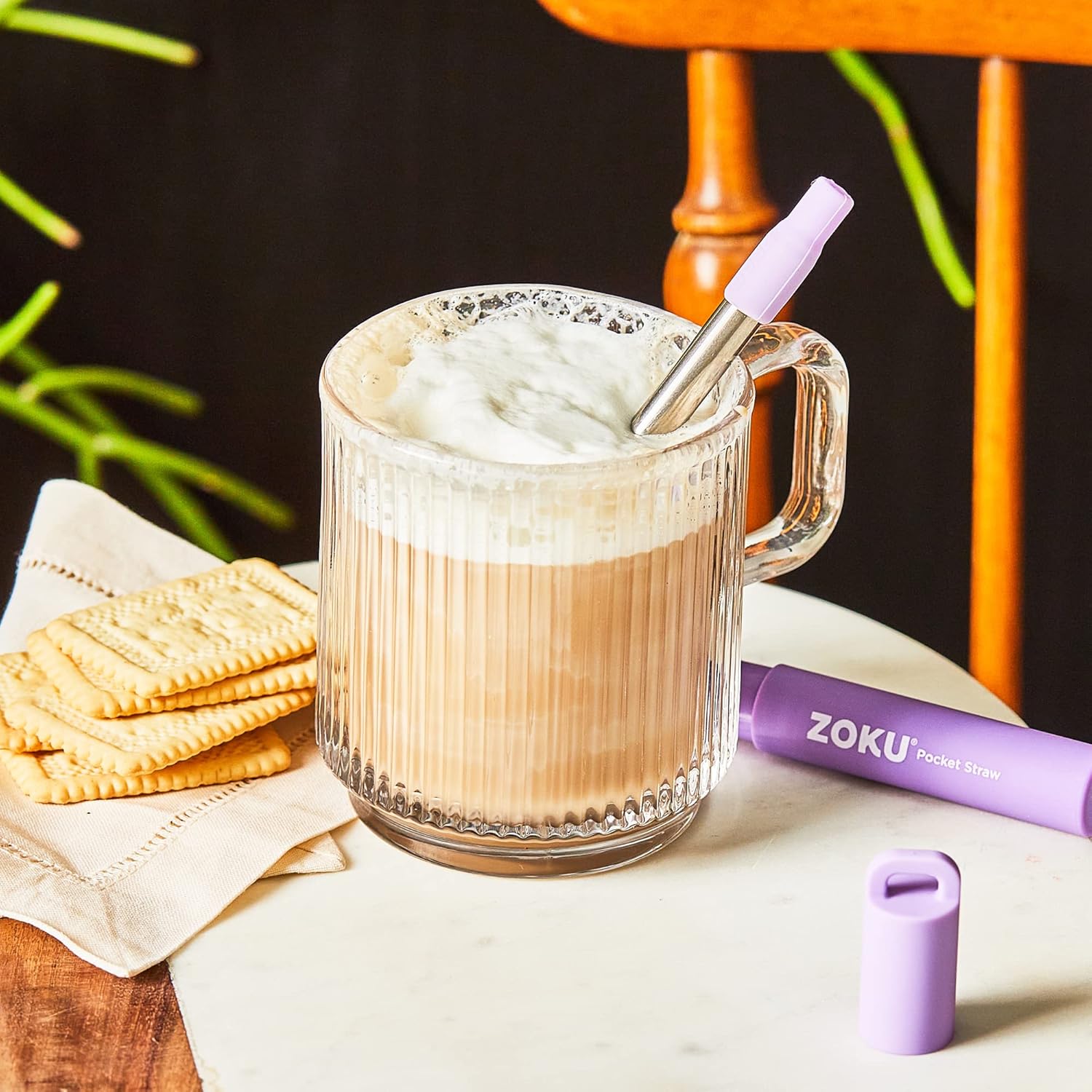 Zoku Two Tone Pocket Straw - Purple