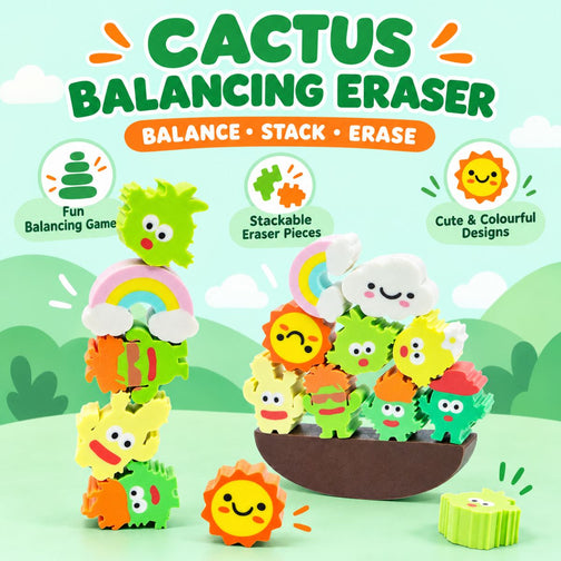  Cute Cactus Eraser Set – 10pcs Set 