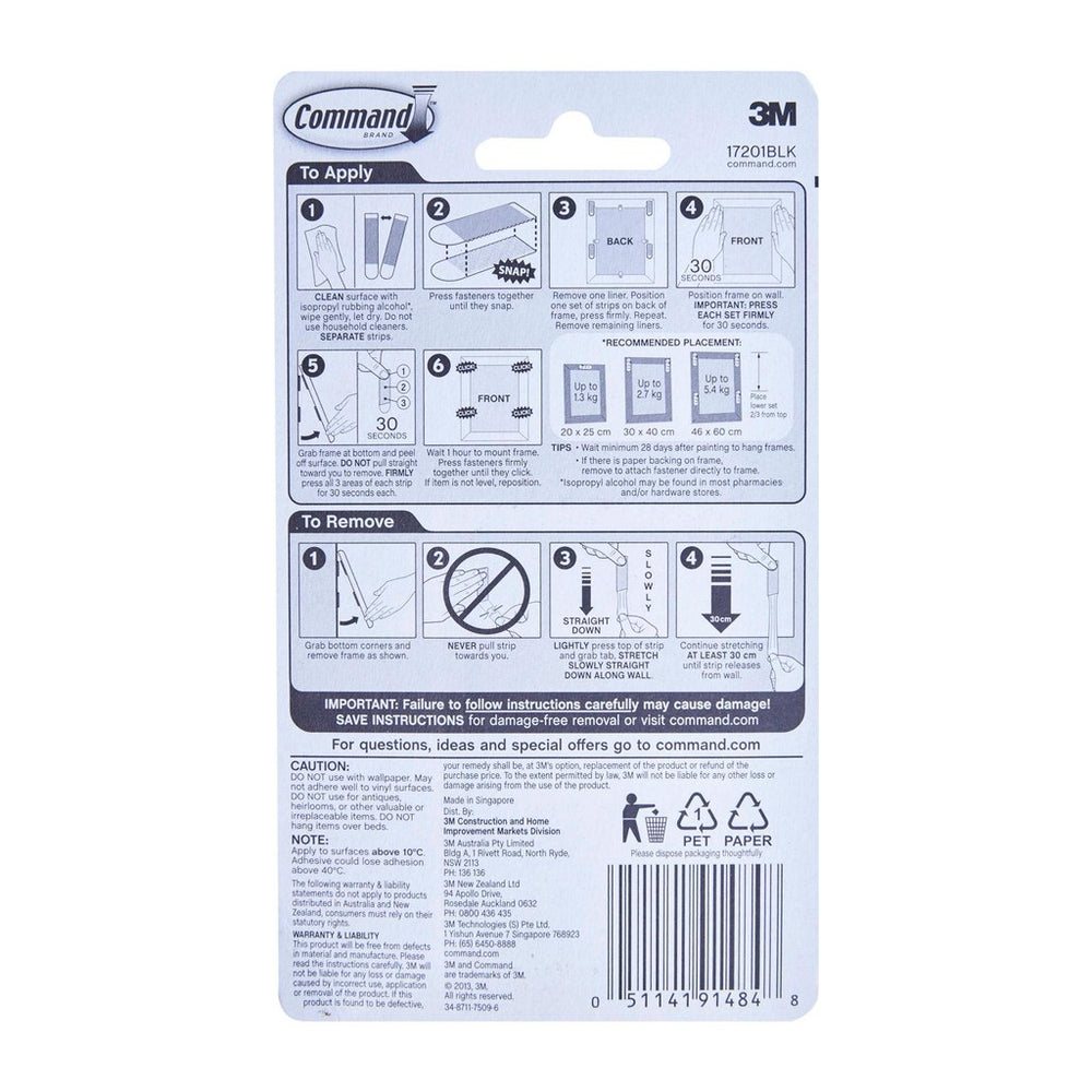 Command™ 17201blk Black Medium Picture Hanging Strips