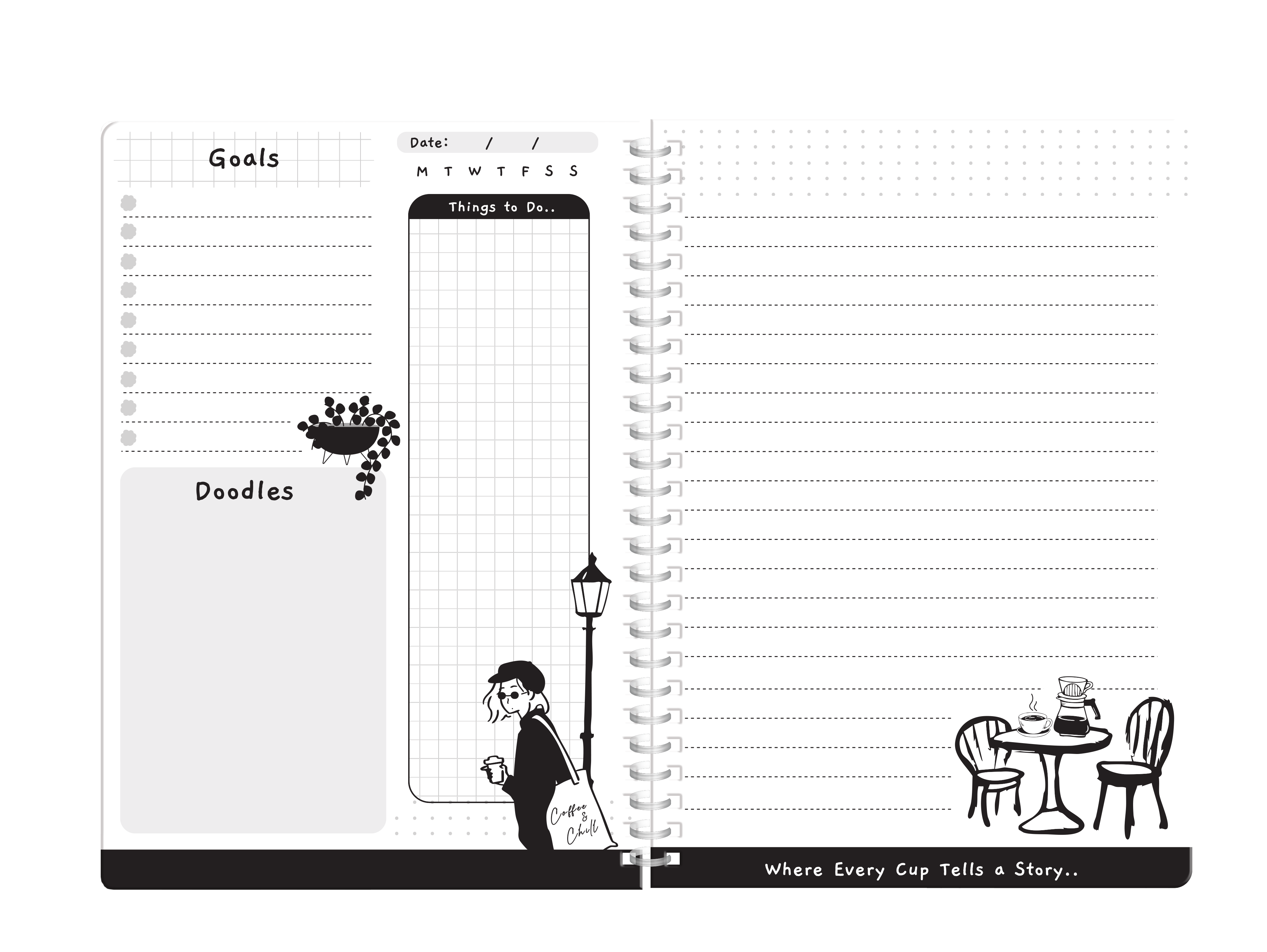 Undated Planner Notebook'25 Coffee & Chill A5