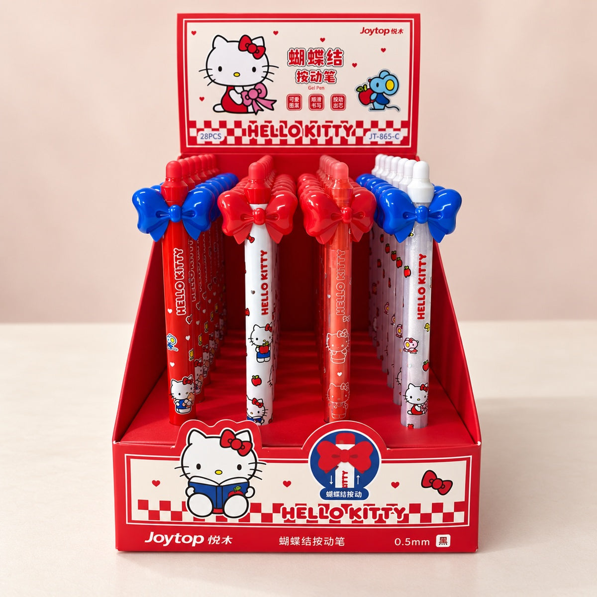  Hello Kitty Bow Retractable Gel Pen 0.5mm Black - 4 Assorted Design 